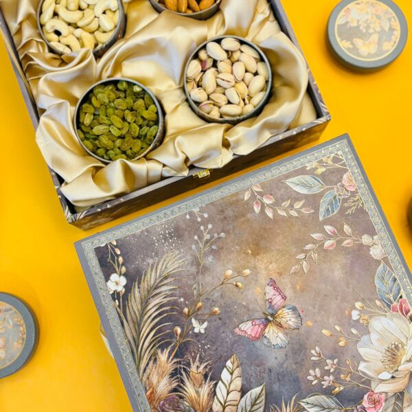 BUTTERFLY 4METAL JAR GIFT BOX